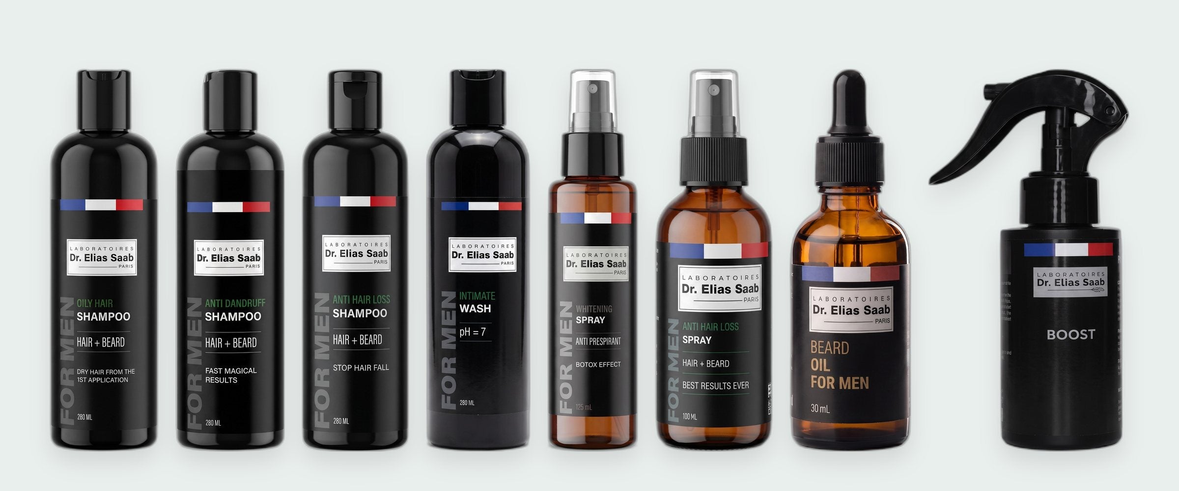 The For Men range in black bottles